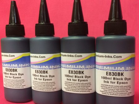 4X100ML BLACK DYE REFILL INK BOTTLES FOR EPSON PRINTERS NON OEM For Discount