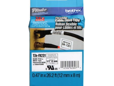 Genuine Brother TZe-FX231 Labelling Tape Cassette Black on White, 12mm wide Discount