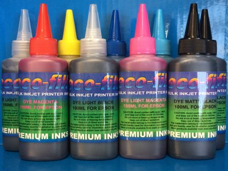 9X100ML ECO-FILL DYE REFILL INK FOR EPSON PHOTO R2400 R2880 R3000 R3880 PRINTERS Online Hot Sale