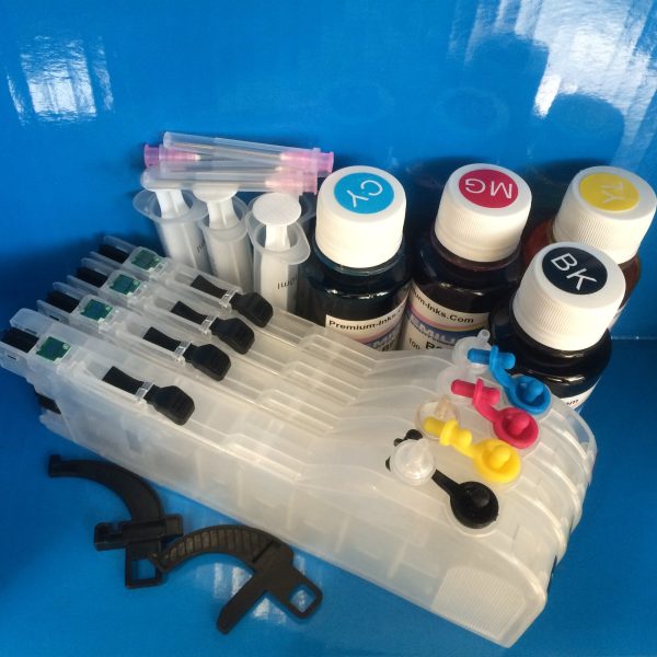 4 LARGE RHINOFILL REFILLABLE PRINTER CARTRIDGES + 400ML INK BROTHER LC123 LC125 LC127 Non OEM For Cheap