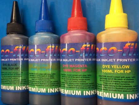 4X100ML ECO-FILL DYE REFILL INK FOR HP PRINTERS NON OEM Sale