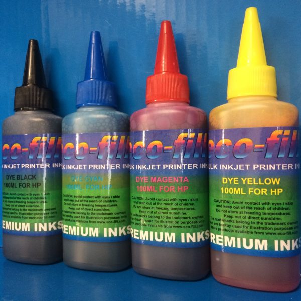 4X100ML ECO-FILL DYE REFILL INK FOR HP PRINTERS NON OEM Sale