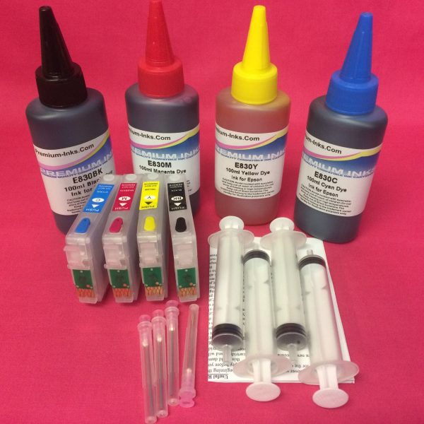 T0711-4 REFILLABLE CARTRIDGES + 400ML INK FOR EPSON T0711 T0712 T0713 T0714 Non OEM Online Sale