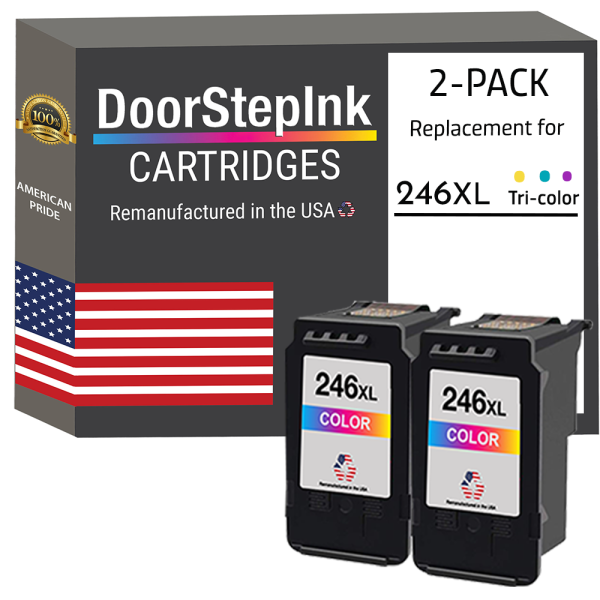 DoorStepInk Brand for Canon CL-246XL Color Twin Pack High Yield Remanufactured in the USA Ink Cartridges Discount