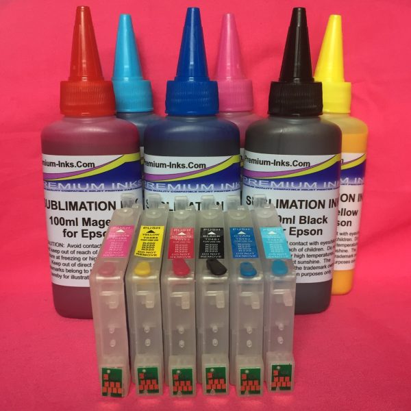 6 Refillable Cartridges + Sublimation Ink For Epson T0481-6 RX600 RX620 RX640 Non OEM on Sale