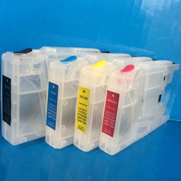 4 REFILLABLE PRINTER CARTRIDGES TO REPLACE BROTHER LC1220 LC1240 LC1280 NON OEM Hot on Sale